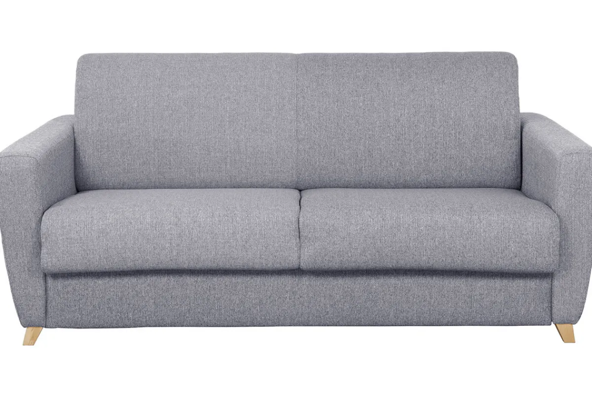 Miliboo Schlafsofa skandinavisch Hellgrau und Holz GRAHAM* Schlafsofas