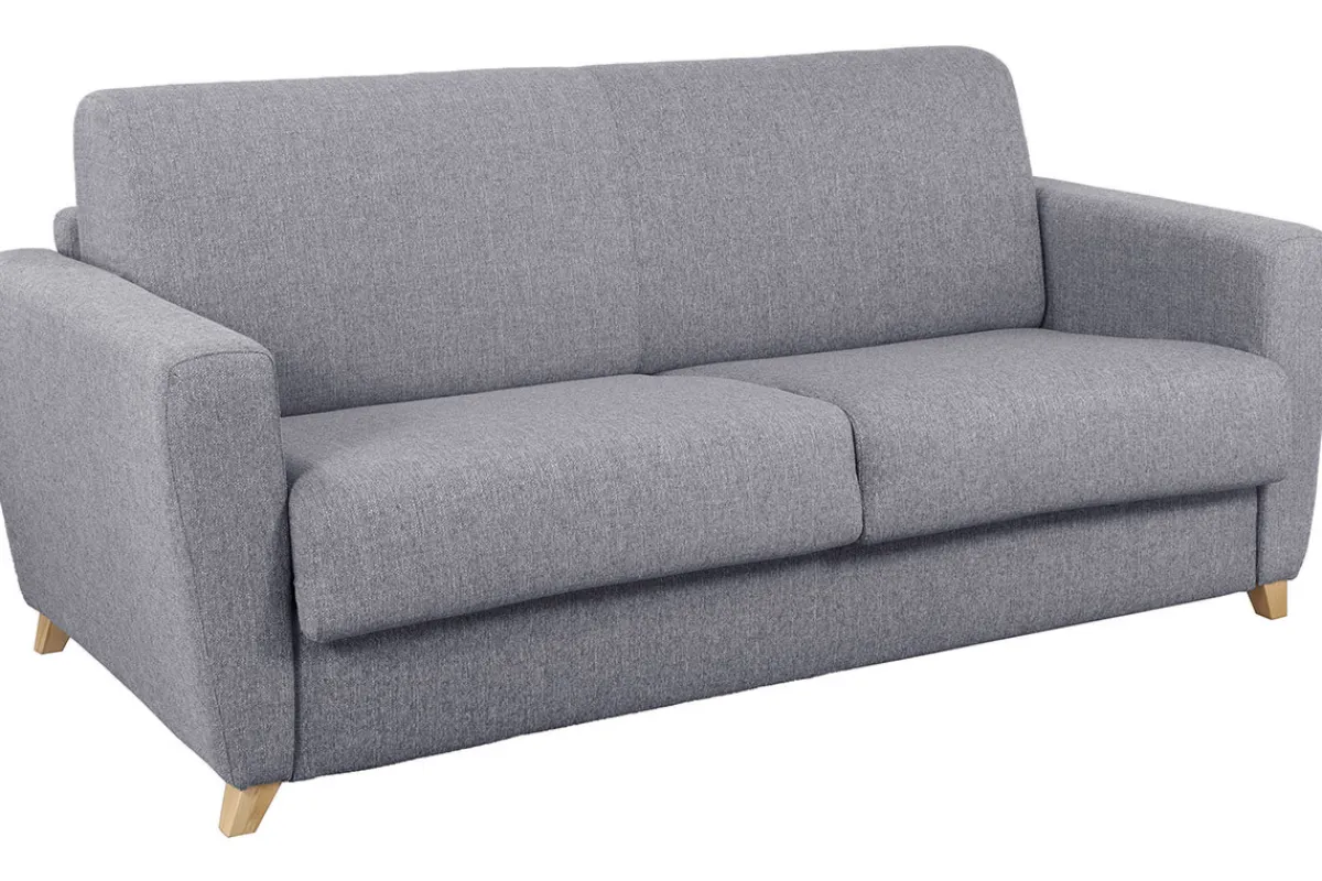 Miliboo Schlafsofa skandinavisch Hellgrau und Holz GRAHAM* Schlafsofas