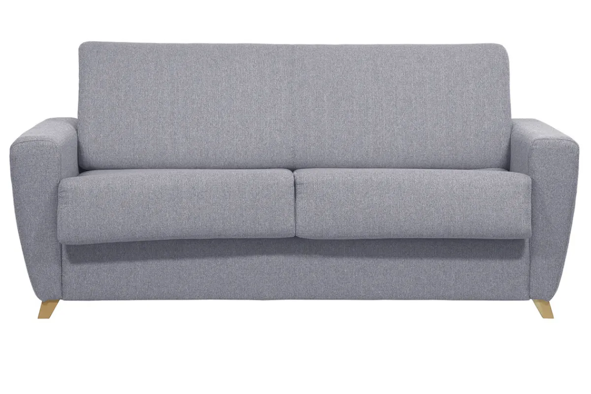 Miliboo Schlafsofa skandinavisch mit Matratze 18 cm hellgrauer Stoffbezug GRAHAM* Schlafsofas
