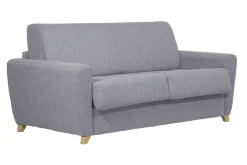Miliboo Schlafsofa skandinavisch mit Matratze 18 cm hellgrauer Stoffbezug GRAHAM* Schlafsofas