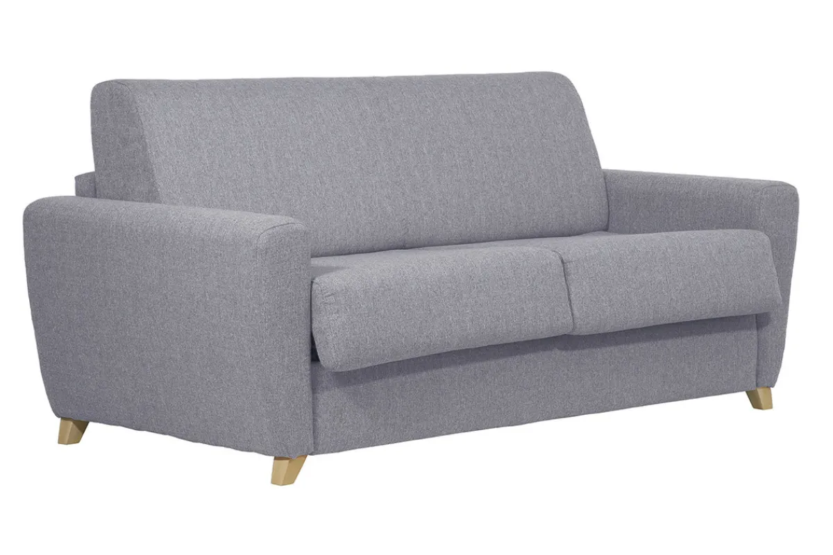 Miliboo Schlafsofa skandinavisch mit Matratze 18 cm hellgrauer Stoffbezug GRAHAM* Schlafsofas