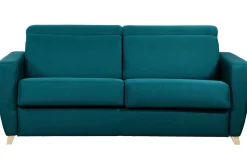Miliboo Schlafsofa verstellbare Kopfstütze pfauenblau 140x190 cm GOYA* Schlafsofas