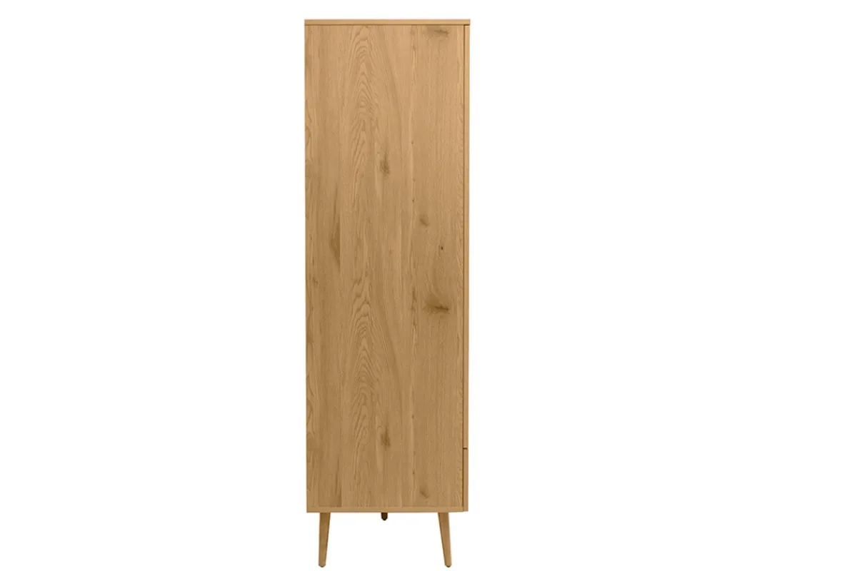 Miliboo Schrank in heller Holzoptik, Rattan und schwarzem Metall H190 cm MANILLE* Schränke