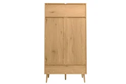 Miliboo Schrank in heller Holzoptik, Rattan und schwarzem Metall H190 cm MANILLE* Schränke