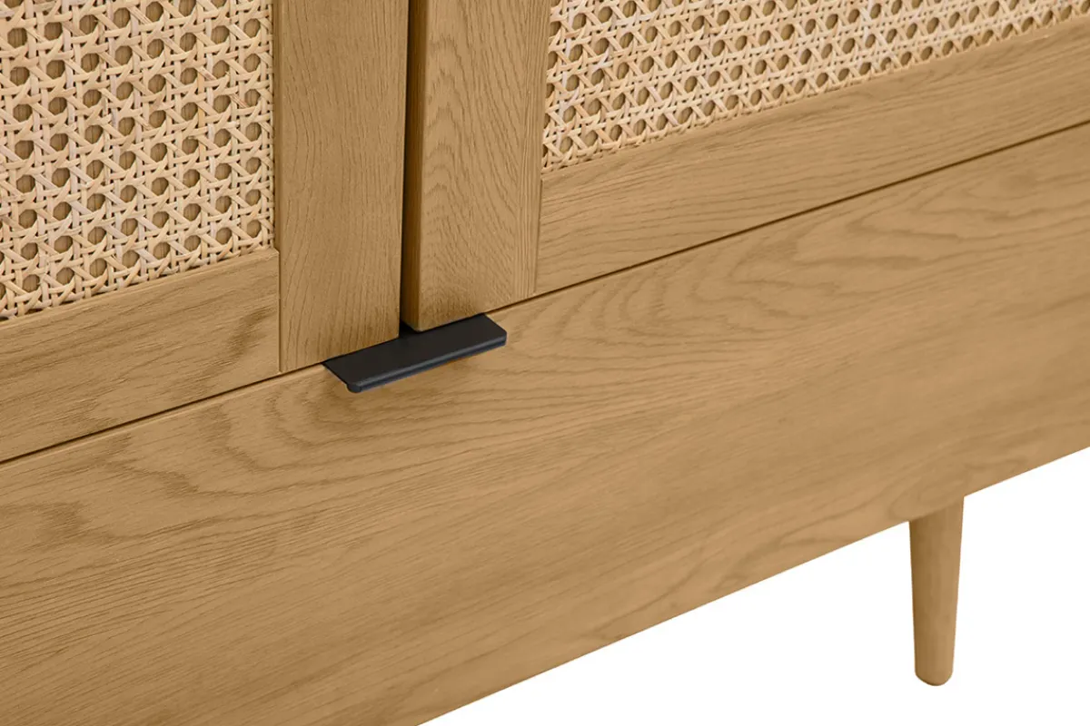 Miliboo Schrank in heller Holzoptik, Rattan und schwarzem Metall H190 cm MANILLE* Schränke