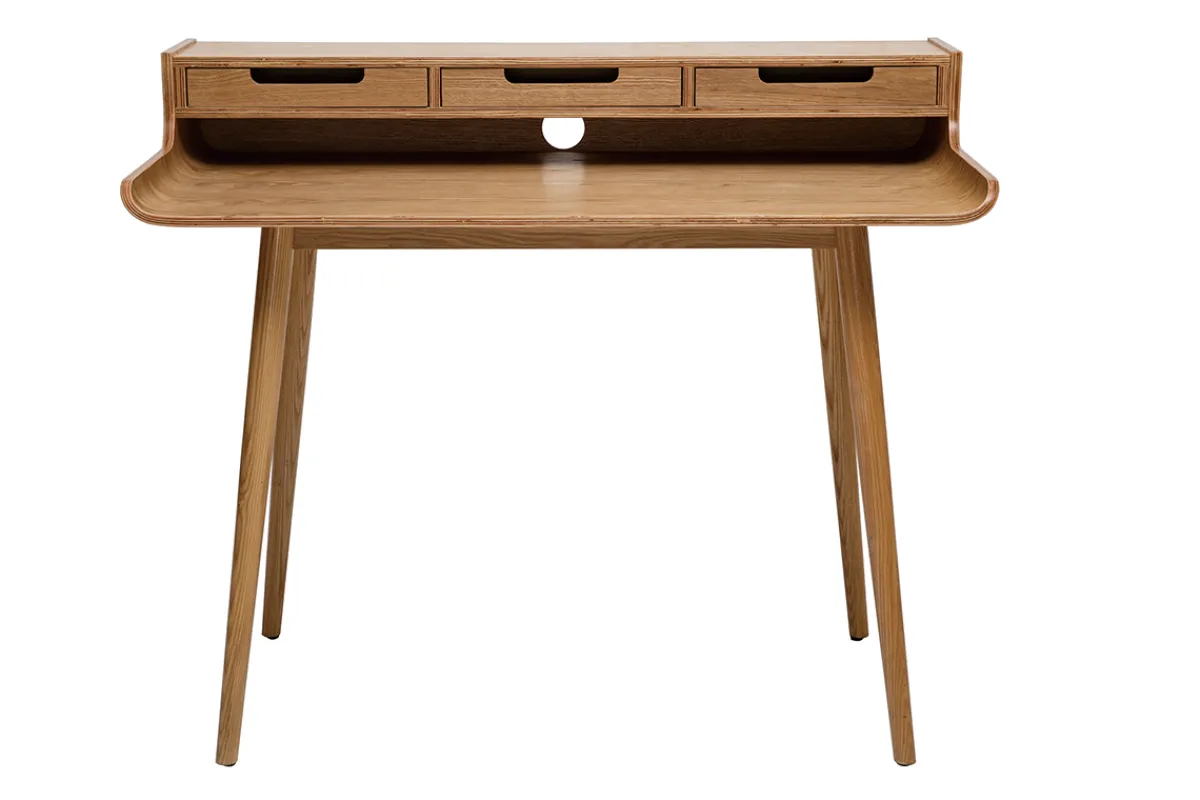 Miliboo Schreibtisch aus Eschenfurnier 3 Schubladen OPUS* Design-schreibtische