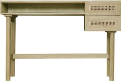 Miliboo Schreibtisch aus hellem Holz mit Fach und Schubladen aus Rattangeflecht L120 cm GALINA.* Design-schreibtische