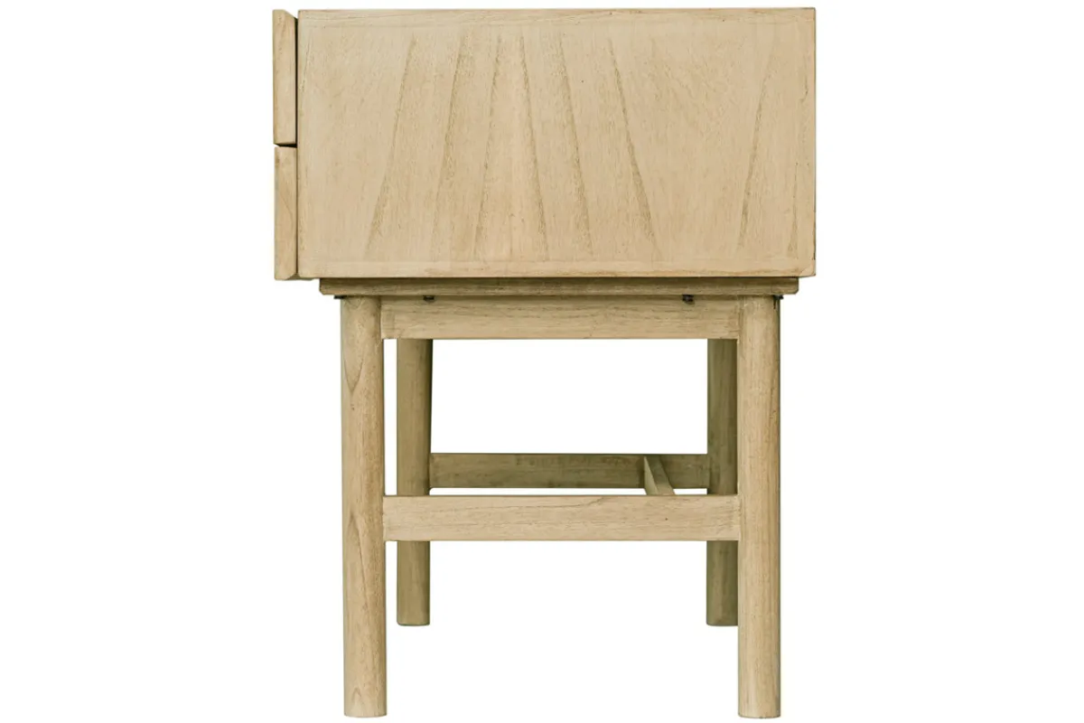 Miliboo Schreibtisch aus hellem Holz mit Fach und Schubladen aus Rattangeflecht L120 cm GALINA.* Design-schreibtische