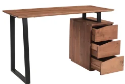 Miliboo Schreibtisch aus massivem Akazienholz und schwarzem Metall mit 3 Schubladen B130 cm HORACE* Design-schreibtische