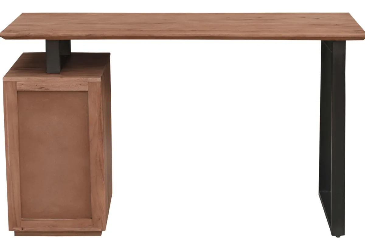 Miliboo Schreibtisch aus massivem Akazienholz und schwarzem Metall mit 3 Schubladen B130 cm HORACE* Design-schreibtische
