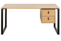 Miliboo Schreibtisch Eichenfurnier mit schwarzem Metallgestell und Schubladen B160 cm OPAL* Design-schreibtische