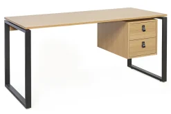 Miliboo Schreibtisch Eichenfurnier mit schwarzem Metallgestell und Schubladen B160 cm OPAL* Design-schreibtische