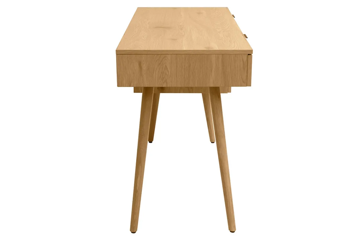 Miliboo Schreibtisch in heller Holzoptik, mit Rattan und schwarzem Metall, 3 Schubladen L120 cm MANILLE* Design-schreibtische