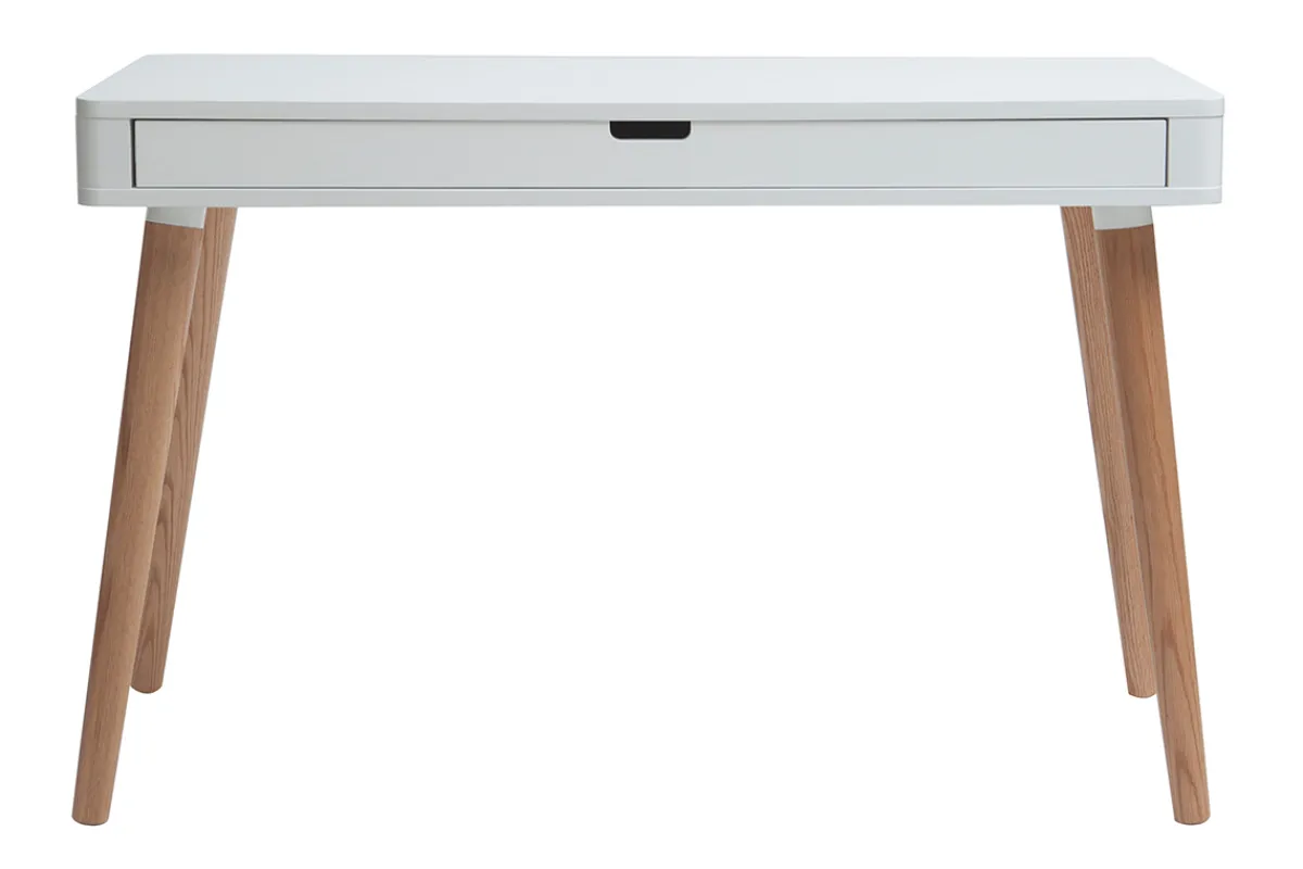 Miliboo Schreibtisch skandinavisches Design Weiß und Holz L115 cm TOTEM* Design-schreibtische|Konsolentische