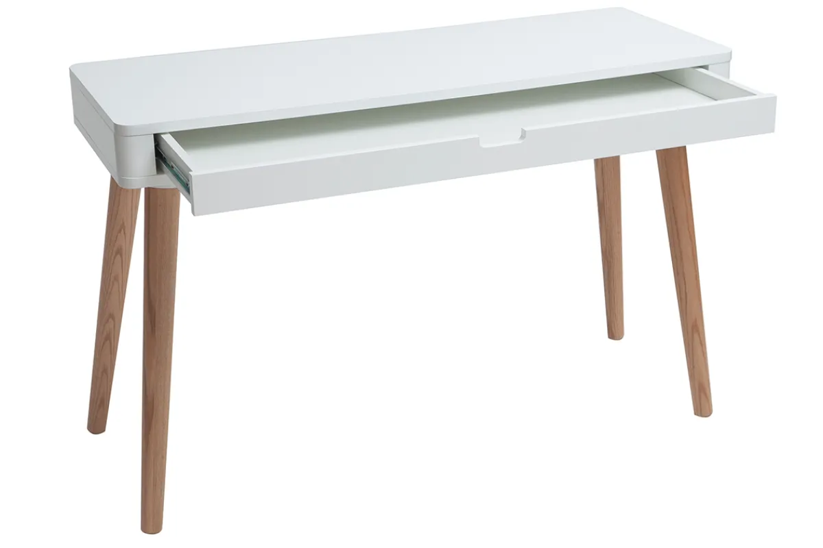 Miliboo Schreibtisch skandinavisches Design Weiß und Holz L115 cm TOTEM* Design-schreibtische|Konsolentische