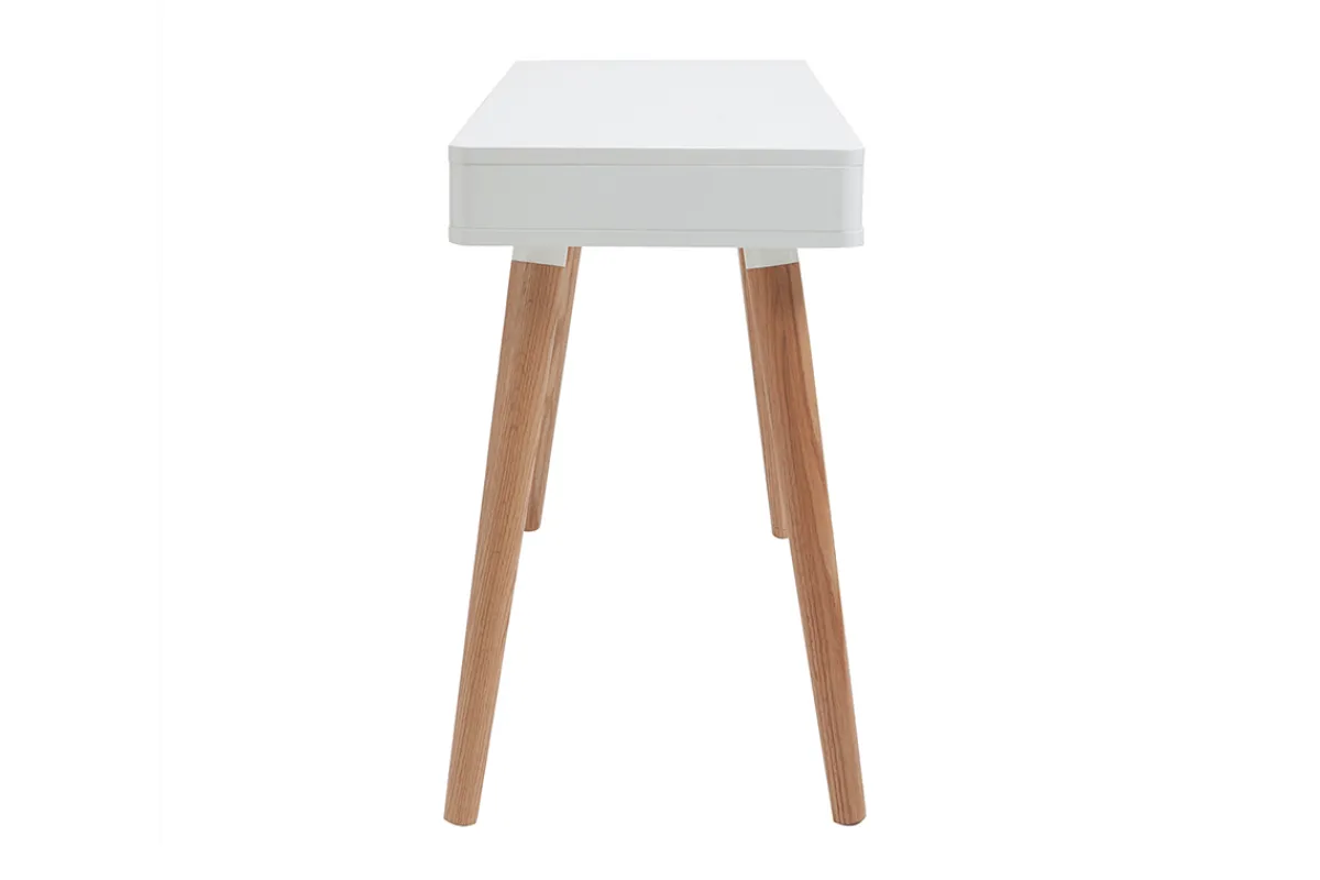 Miliboo Schreibtisch skandinavisches Design Weiß und Holz L115 cm TOTEM* Design-schreibtische|Konsolentische