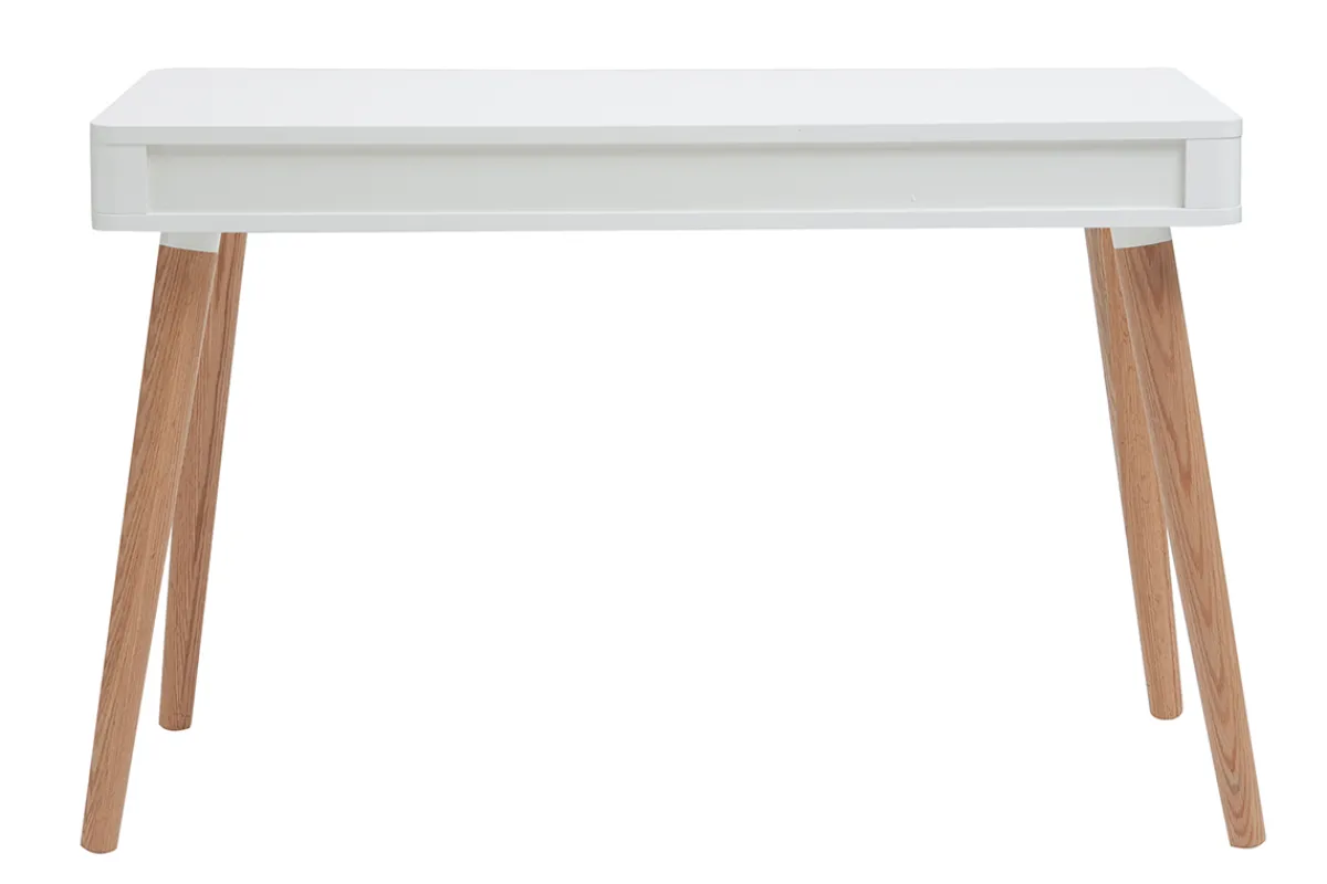 Miliboo Schreibtisch skandinavisches Design Weiß und Holz L115 cm TOTEM* Design-schreibtische|Konsolentische
