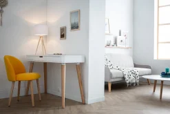 Miliboo Schreibtisch skandinavisches Design Weiß und Holz L115 cm TOTEM* Design-schreibtische|Konsolentische