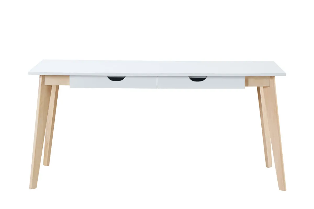Miliboo Schreibtisch skandinavisch mit Schubladen Holz Weiß L160 LEENA* Design-schreibtische