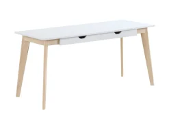 Miliboo Schreibtisch skandinavisch mit Schubladen Holz Weiß L160 LEENA* Design-schreibtische