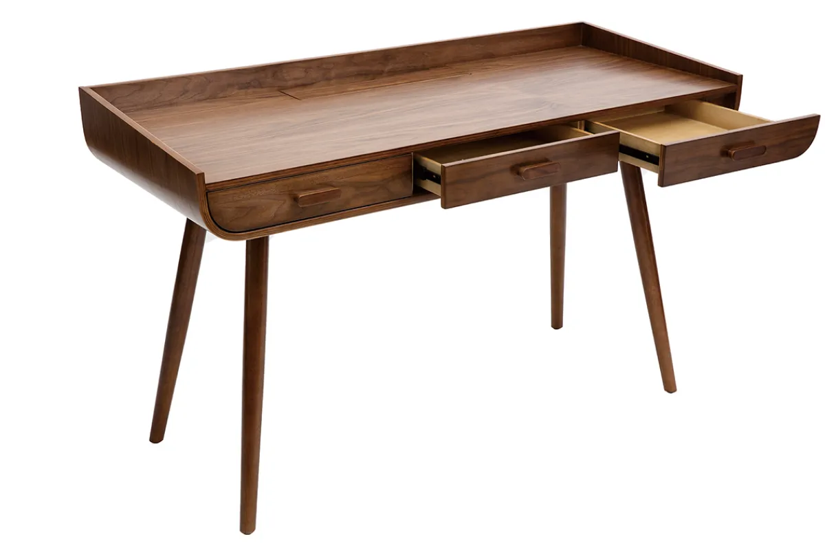 Miliboo Schreibtisch Vintage Holz Nussbaum HALLEN* Design-schreibtische