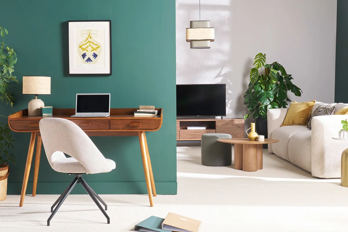 Miliboo Schreibtisch Vintage Holz Nussbaum HALLEN* Design-schreibtische