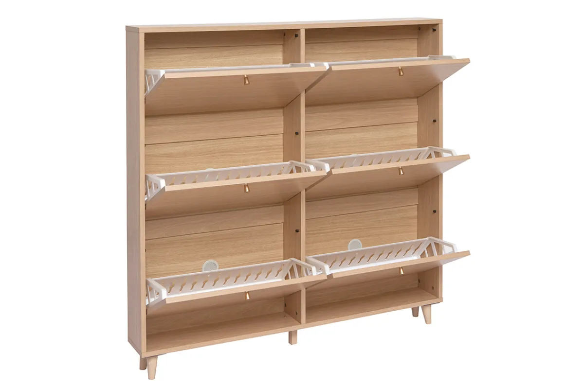 Miliboo Schuhschrank in hellem Holzdekor Eiche B126 cm SILVESTRE* Schuhschränke