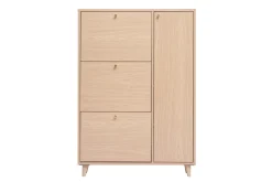 Miliboo Schuhschrank in hellem Holzdekor Eiche und goldfarbenem Metall B90 cm SILVESTRE* Schuhschränke