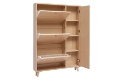 Miliboo Schuhschrank in hellem Holzdekor Eiche und goldfarbenem Metall B90 cm SILVESTRE* Schuhschränke
