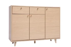 Miliboo Schuhschrank in hellem Holzdekor mit Eichenfurnier und goldfarbenem Metall B110 cm SILVESTRE* Schuhschränke