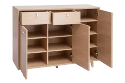 Miliboo Schuhschrank in hellem Holzdekor mit Eichenfurnier und goldfarbenem Metall B110 cm SILVESTRE* Schuhschränke