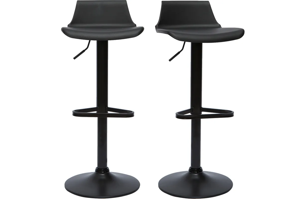 Miliboo Schwarze 360° drehbare und höhenverstellbare Design-Barhocker (2er-Set) KRONOS* Barhocker