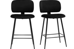 Miliboo Schwarze Barhocker aus Samtstoff und Metall H70 cm (2er-Set) ATRIUM* Barhocker