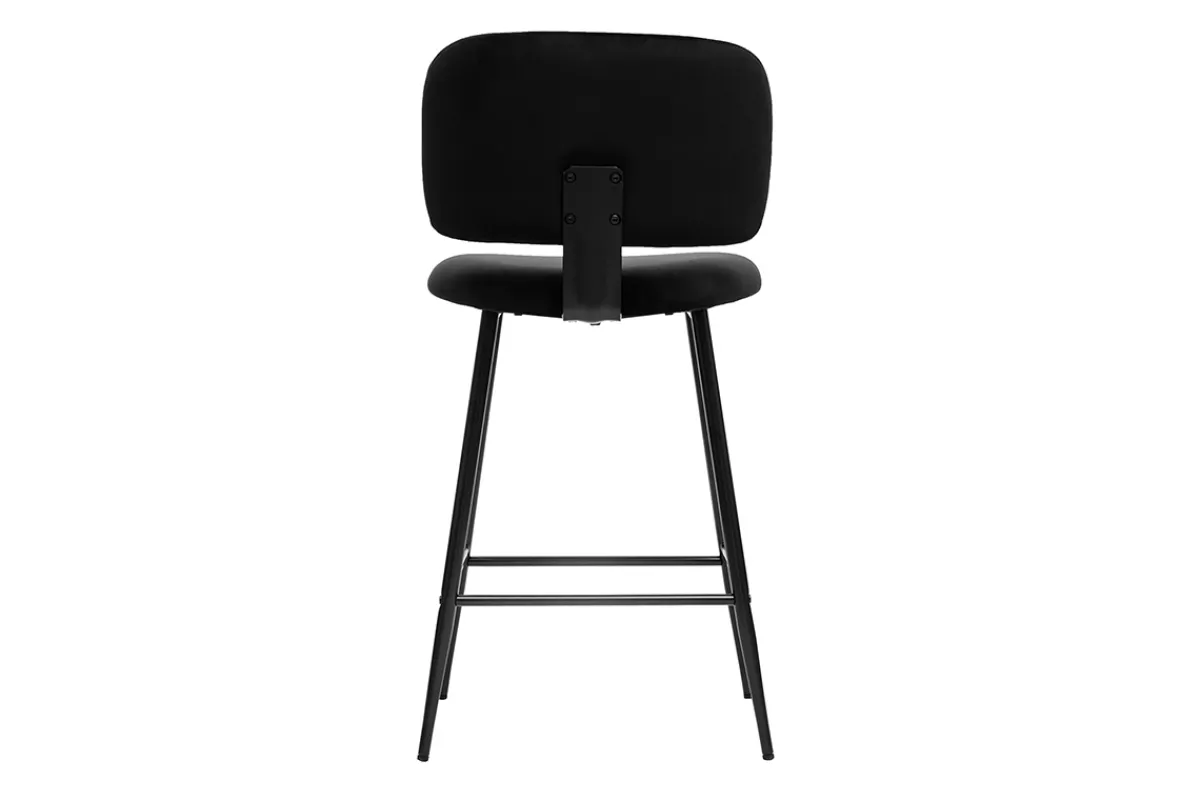 Miliboo Schwarze Barhocker aus Samtstoff und Metall H70 cm (2er-Set) ATRIUM* Barhocker