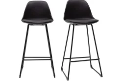 Miliboo Schwarze Designer-Barhocker mit Metallbeinen 65 cm (2er-Set) FRANZ* Barhocker