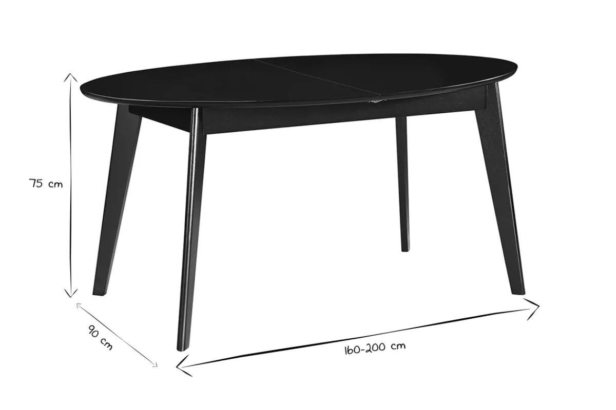 Miliboo Schwarzer ausziehbarer Esstisch L160-200 cm MARIK* Ausziehtische