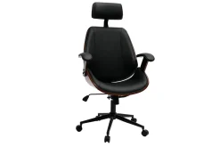 Miliboo Schwarzer Design-Bürostuhl mit dunklem Holz und schwarzem Metall MUSK* Bürostühle|Ergonomischer Bürostühle