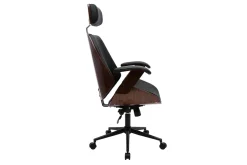 Miliboo Schwarzer Design-Bürostuhl mit dunklem Holz und schwarzem Metall MUSK* Bürostühle|Ergonomischer Bürostühle