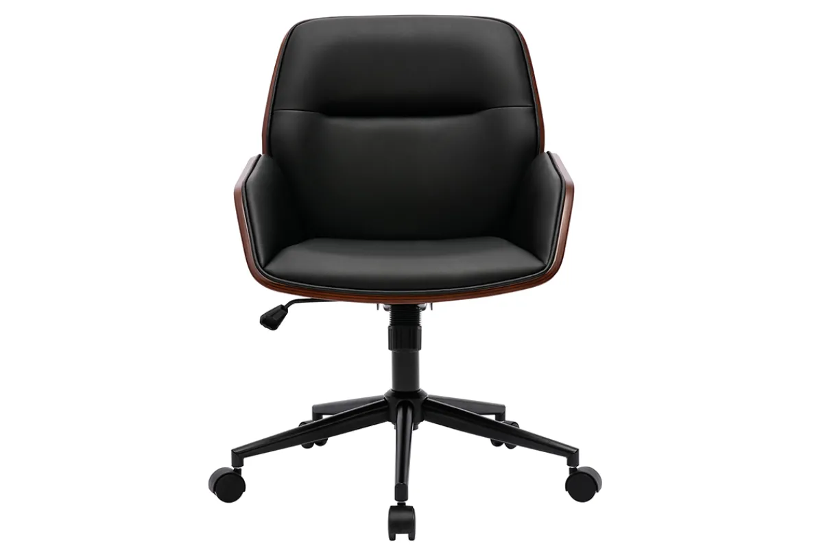 Miliboo Schwarzer Design-Bürostuhl mit Rollen, dunkles Holz und schwarzes Metall MARLOW* Bürostühle|Bürostuhl Zum Kleinen Preis