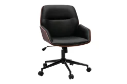 Miliboo Schwarzer Design-Bürostuhl mit Rollen, dunkles Holz und schwarzes Metall MARLOW* Bürostühle|Bürostuhl Zum Kleinen Preis