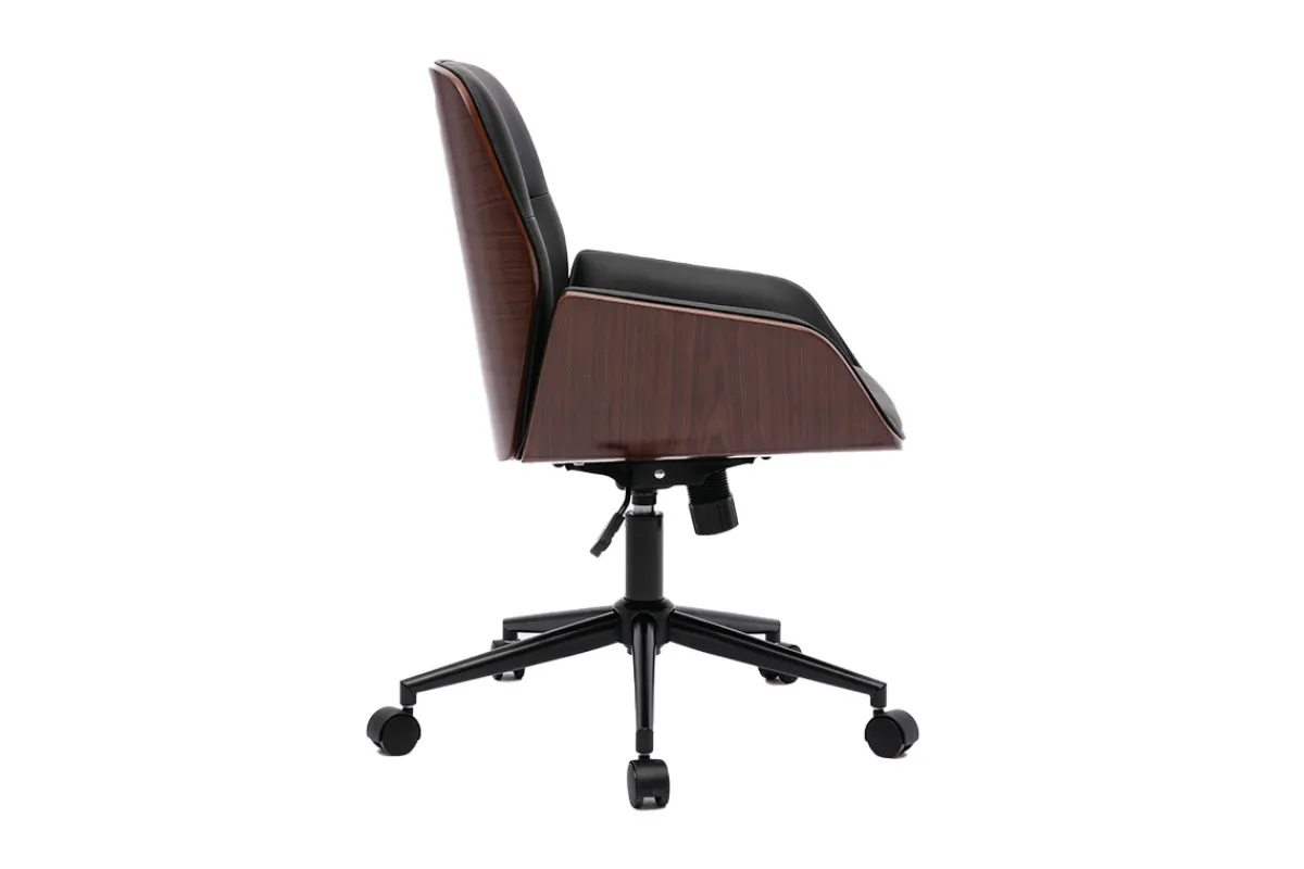 Miliboo Schwarzer Design-Bürostuhl mit Rollen, dunkles Holz und schwarzes Metall MARLOW* Bürostühle|Bürostuhl Zum Kleinen Preis