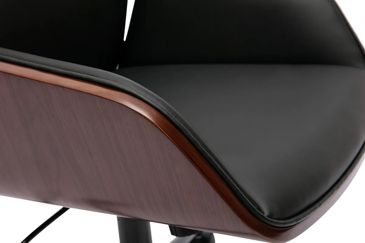Miliboo Schwarzer Design-Bürostuhl mit Rollen, dunkles Holz und schwarzes Metall MARLOW* Bürostühle|Bürostuhl Zum Kleinen Preis
