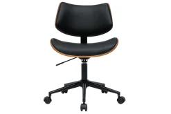 Miliboo Schwarzer Design-Bürostuhl mit Rollen, dunkles Walnussholz und schwarzes Metall MALMO* Bürostühle|Bürostuhl Zum Kleinen Preis