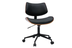 Miliboo Schwarzer Design-Bürostuhl mit Rollen, dunkles Walnussholz und schwarzes Metall MALMO* Bürostühle|Bürostuhl Zum Kleinen Preis