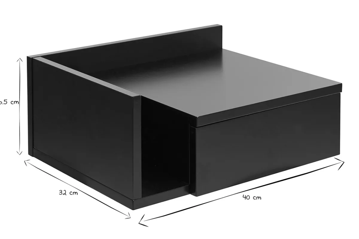 Miliboo Schwarzer Wand-Nachttisch mit Schublade B40 cm NASTY* Nachttische