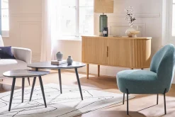 Miliboo Sessel aus graugrünem Stoff und schwarzem Metall BELEY* Design-sessel|Sessel