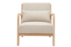 Miliboo Sessel aus hellem Holz und beigem Stoff mit Samteffekt DERRY* Design-sessel|Sessel