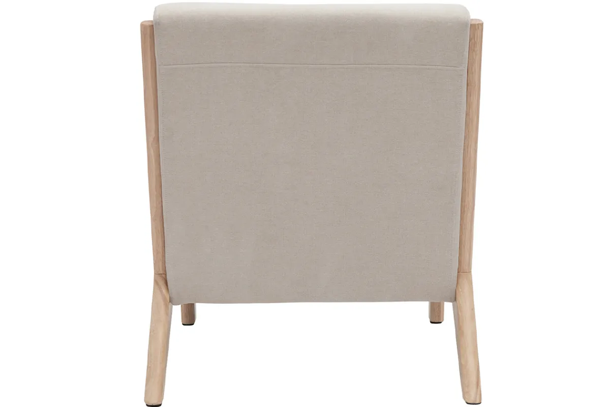 Miliboo Sessel aus hellem Holz und beigem Stoff mit Samteffekt DERRY* Design-sessel|Sessel