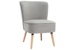 Miliboo Sessel aus hellgrauem Samtstoff und hellem Holz KAHLO* Design-sessel|Sessel