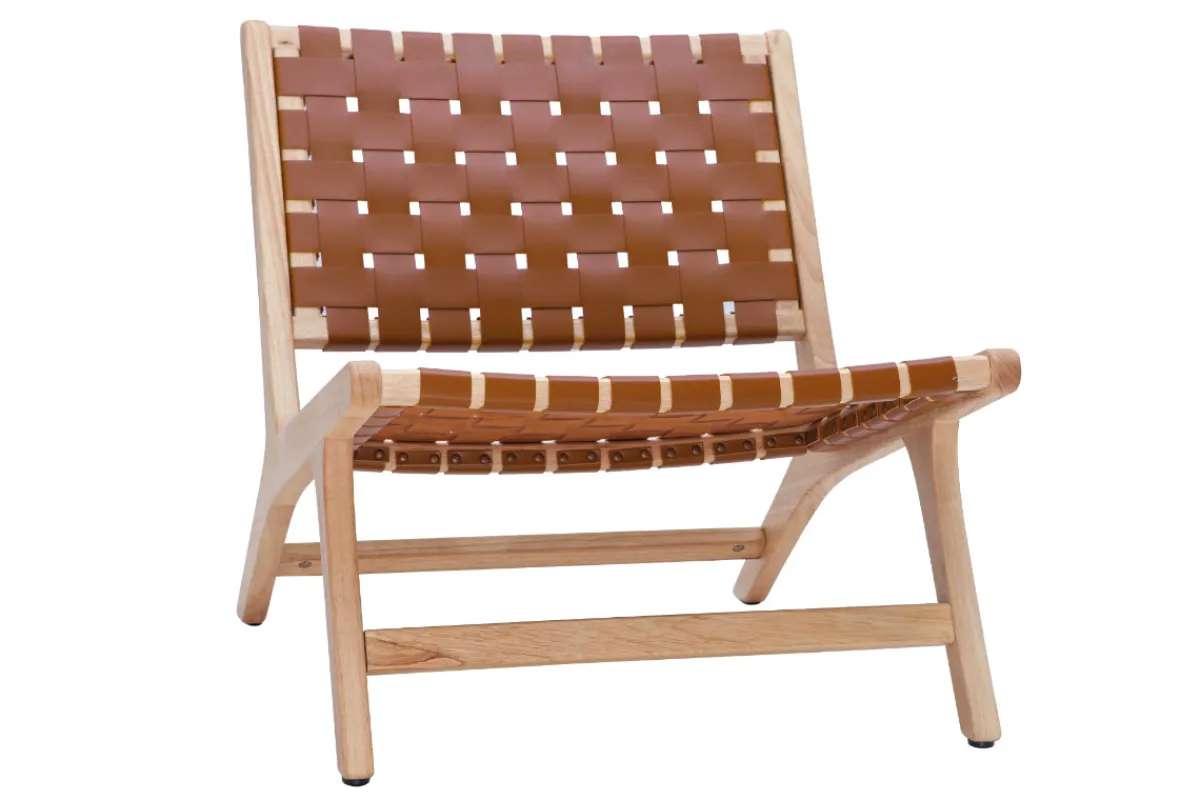 Miliboo Sessel aus Holz mit geflochtenen Riemen in Braun BONDI* Design-sessel|Sessel